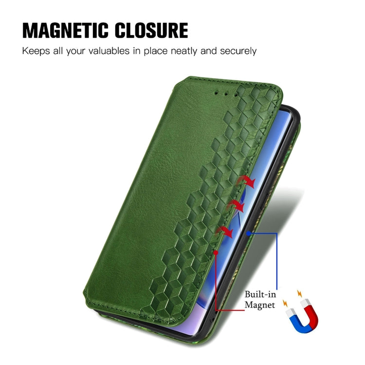 For Blackview A200 Pro Cubic Grid Pressed Magnetic Leather Phone Case(Green)