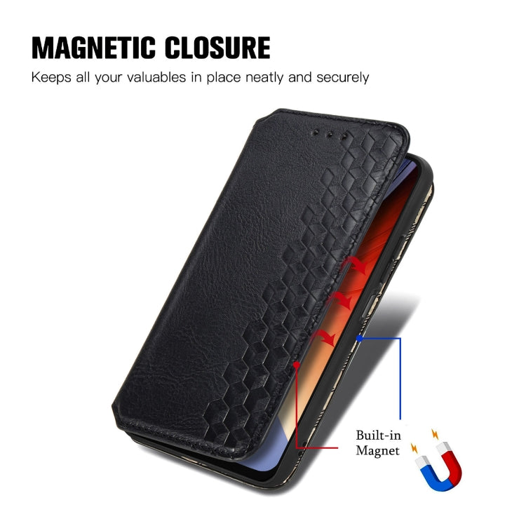 For Blackview A96 Cubic Grid Pressed Magnetic Leather Phone Case(Black)