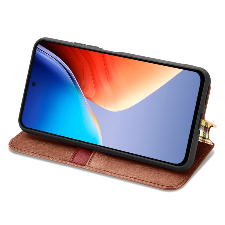 For Blackview A96 Cubic Grid Pressed Magnetic Leather Phone Case(Brown)