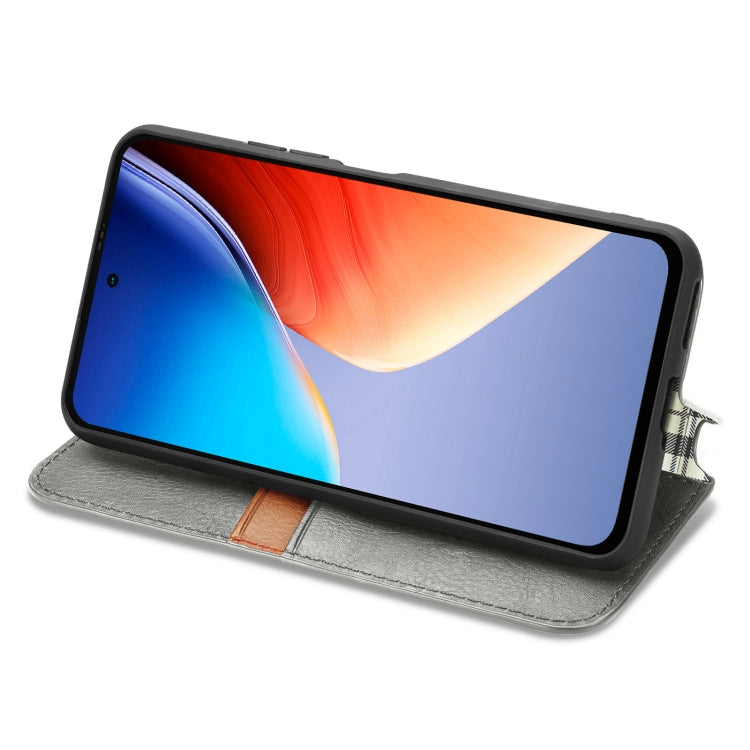 For Blackview A96 Cubic Grid Pressed Magnetic Leather Phone Case(Grey)
