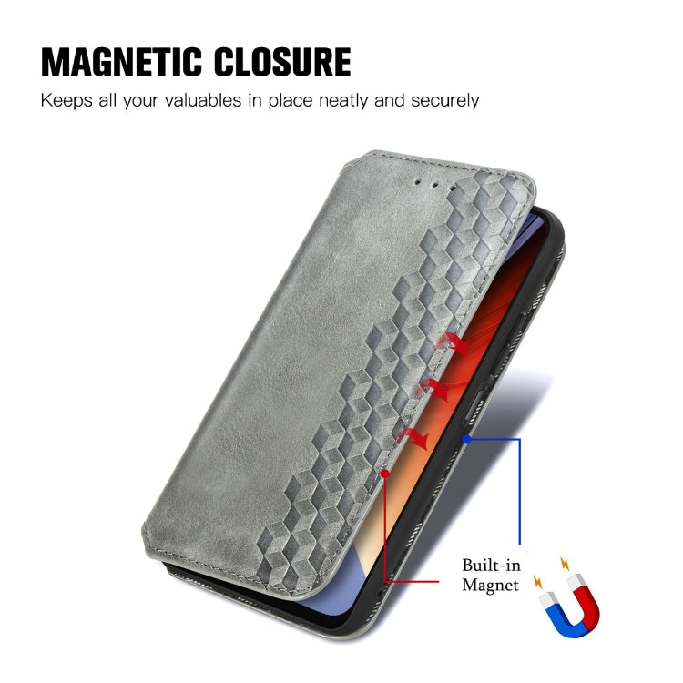 For Blackview A96 Cubic Grid Pressed Magnetic Leather Phone Case(Grey)