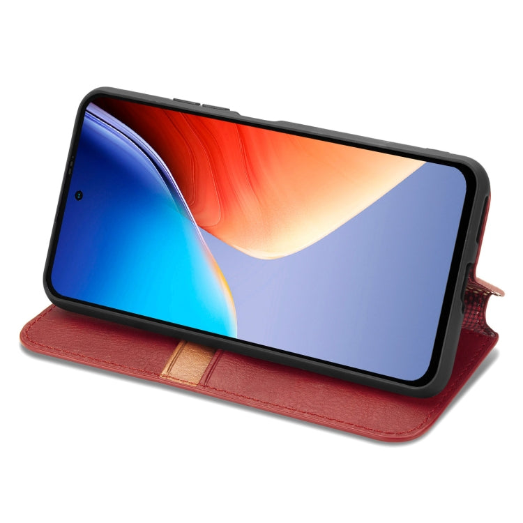 For Blackview A96 Cubic Grid Pressed Magnetic Leather Phone Case(Red)