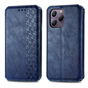 For Blackview A96 Cubic Grid Pressed Magnetic Leather Phone Case(Blue)