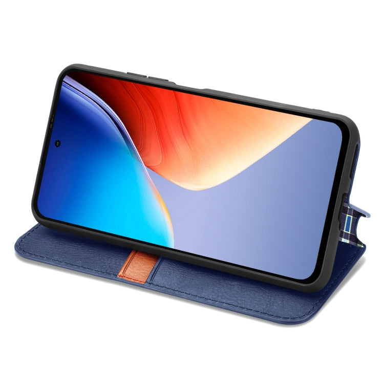 For Blackview A96 Cubic Grid Pressed Magnetic Leather Phone Case(Blue)