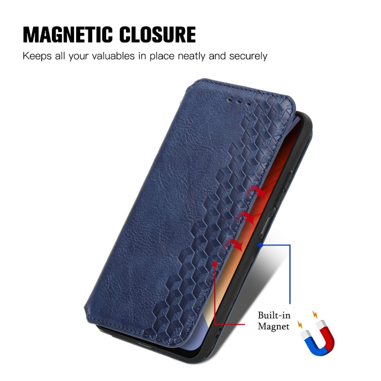 For Blackview A96 Cubic Grid Pressed Magnetic Leather Phone Case(Blue)