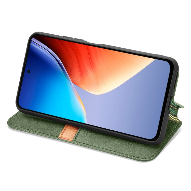 For Blackview A96 Cubic Grid Pressed Magnetic Leather Phone Case(Green)
