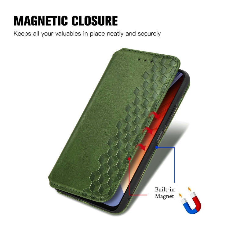 For Blackview A96 Cubic Grid Pressed Magnetic Leather Phone Case(Green)