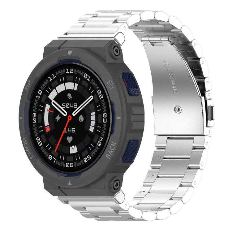 For Amazfit Active Edge A2212 Three Beads Stainless Steel Watch Band(Silver)