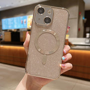 For iPhone 15 Plus MagSafe Glitter Electroplating TPU Phone Case(Gold)