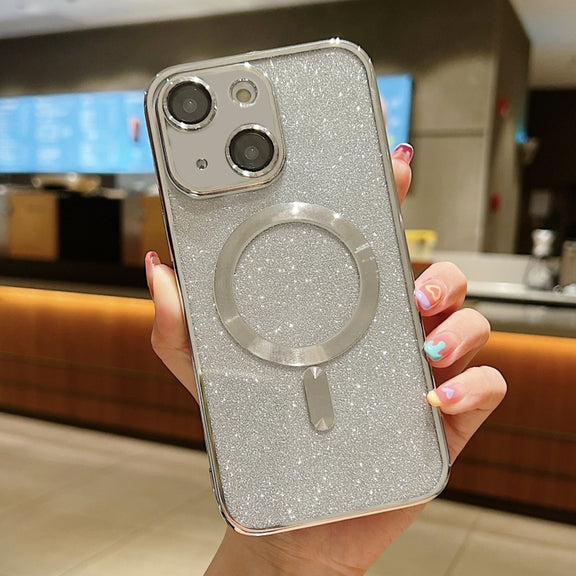 For iPhone 14 MagSafe Glitter Electroplating TPU Phone Case(Silver)