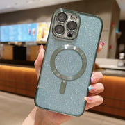 For iPhone 13 Pro Max MagSafe Glitter Electroplating TPU Phone Case(Green)