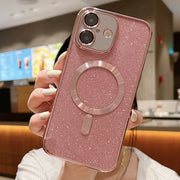 For iPhone 16 Glitter Electroplating MagSafe TPU Phone Case(Rose  Gold)