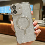 For iPhone 16 Glitter Electroplating MagSafe TPU Phone Case(Silver)