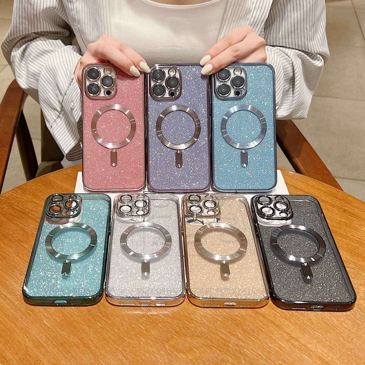 For iPhone 15 Plus MagSafe Glitter Electroplating TPU Phone Case(Black)