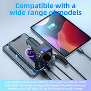 With Spring Type-C Cable USB + Type-C PD 30W Phone Fast Charging Adapter Car Charger