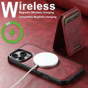 For iPhone 16 Suteni H15 MagSafe Oil Eax Leather Detachable Wallet Back Phone Case(Red)
