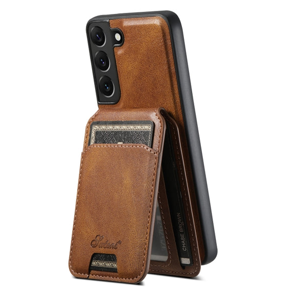 For Samsung Galaxy S22+ 5G Suteni H15  Oil Eax Leather Detachable Wallet Back Phone Case(Blue)
