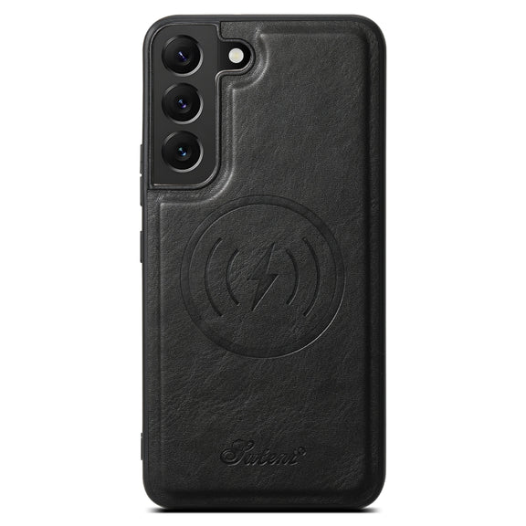 For Samsung Galaxy S22 5G Suteni H15  Oil Eax Leather Detachable Wallet Back Phone Case(Black)