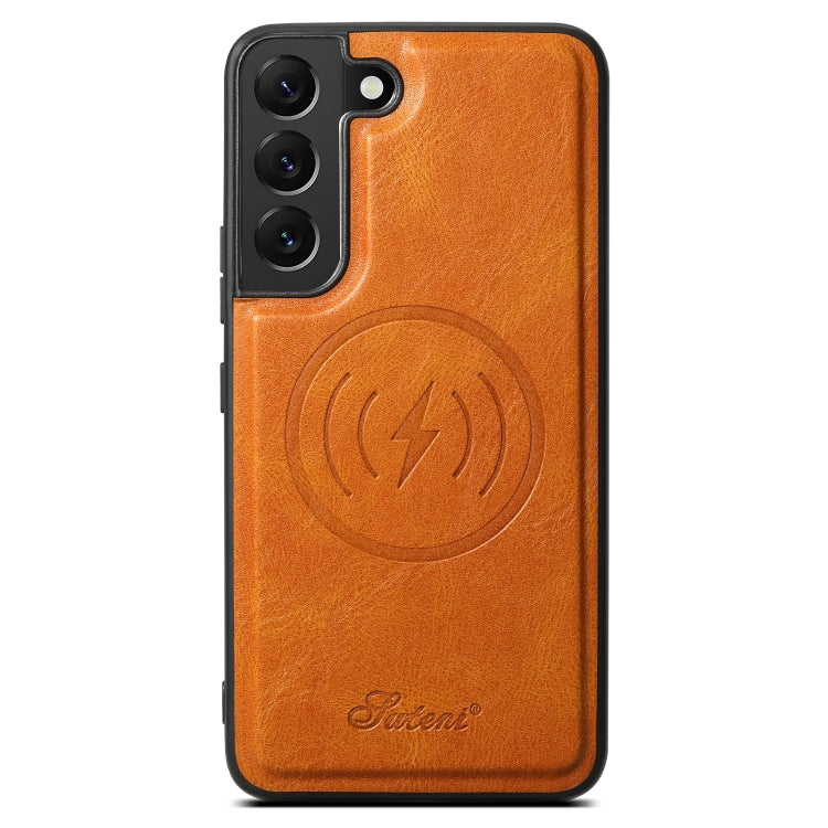 For Samsung Galaxy S22 5G Suteni H15  Oil Eax Leather Detachable Wallet Back Phone Case(Khaki)