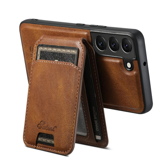 For Samsung Galaxy S22 5G Suteni H15  Oil Eax Leather Detachable Wallet Back Phone Case(Khaki)