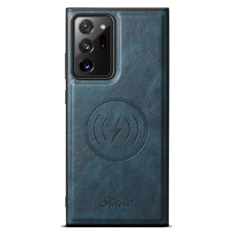 For Samsung Galaxy Note20 Ultra 5G Suteni H15  Oil Eax Leather Detachable Wallet Back Phone Case(Blue)