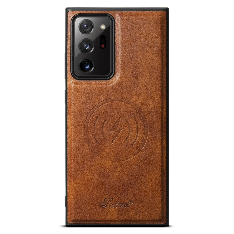 For Samsung Galaxy Note20 5G Suteni H15  Oil Eax Leather Detachable Wallet Back Phone Case(Brown)