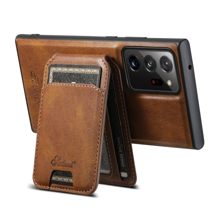 For Samsung Galaxy Note20 5G Suteni H15  Oil Eax Leather Detachable Wallet Back Phone Case(Brown)