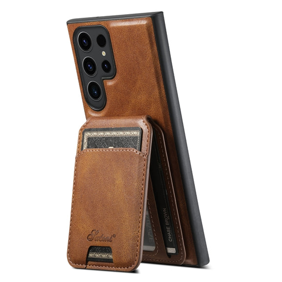 For Samsung Galaxy S24 5G Suteni H15  Oil Eax Leather Detachable Wallet Back Phone Case(Black)
