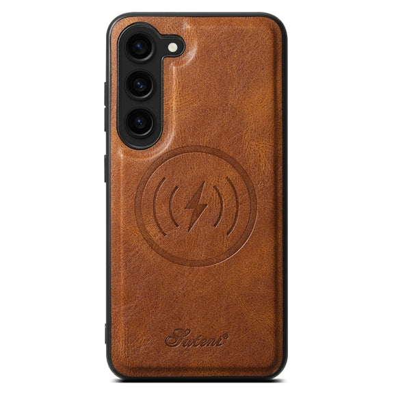 For Samsung Galaxy S24 5G Suteni H15  Oil Eax Leather Detachable Wallet Back Phone Case(Brown)