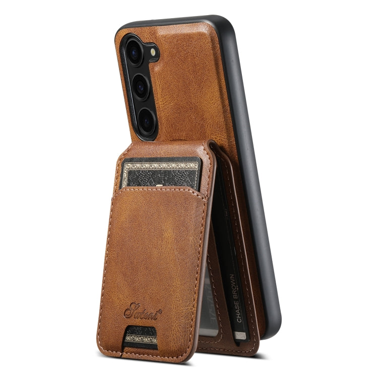 For Samsung Galaxy S24 5G Suteni H15  Oil Eax Leather Detachable Wallet Back Phone Case(Khaki)