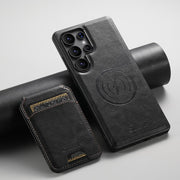 For Samsung Galaxy S25 Ultra 5G Suteni H15  Oil Eax Leather Detachable Wallet Back Phone Case(Black)