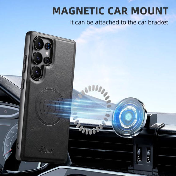 For Samsung Galaxy S25 Ultra 5G Suteni H15  Oil Eax Leather Detachable Wallet Back Phone Case(Black)