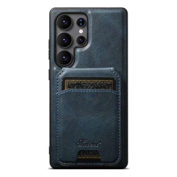 For Samsung Galaxy S25 Ultra 5G Suteni H15  Oil Eax Leather Detachable Wallet Back Phone Case(Blue)