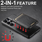 For Samsung Galaxy S25+ 5G Suteni H15  Oil Eax Leather Detachable Wallet Back Phone Case(Black)