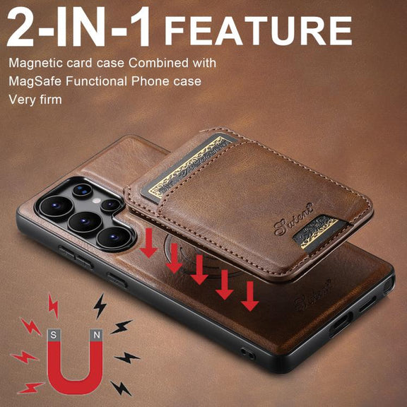 For Samsung Galaxy S25+ 5G Suteni H15  Oil Eax Leather Detachable Wallet Back Phone Case(Red)