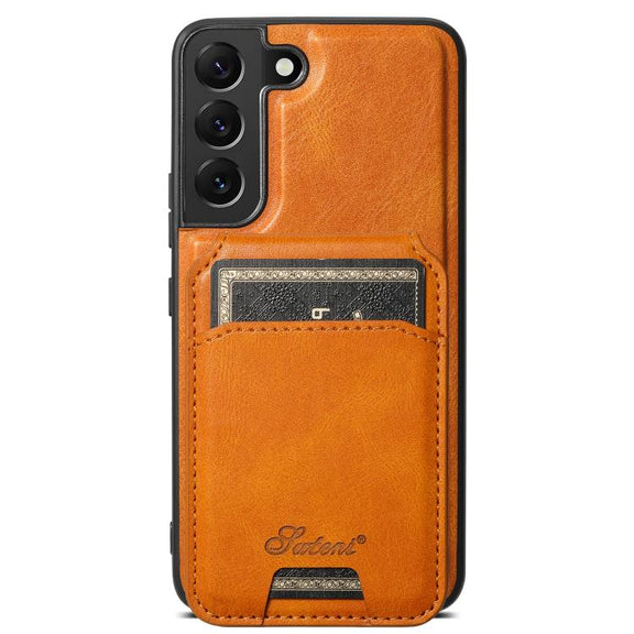 For Samsung Galaxy S25+ 5G Suteni H15  Oil Eax Leather Detachable Wallet Back Phone Case(Khaki)