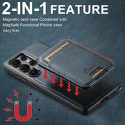 For Samsung Galaxy S25+ 5G Suteni H15  Oil Eax Leather Detachable Wallet Back Phone Case(Blue)