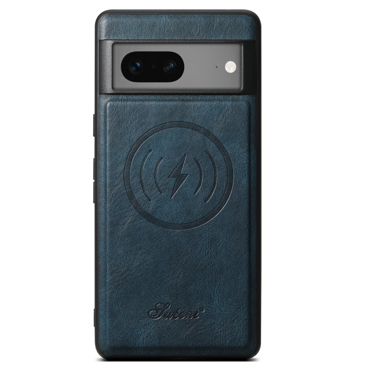For Google Pixel 8 Suteni H15 Oil Eax Leather Detachable Wallet Back Phone Case(Blue)