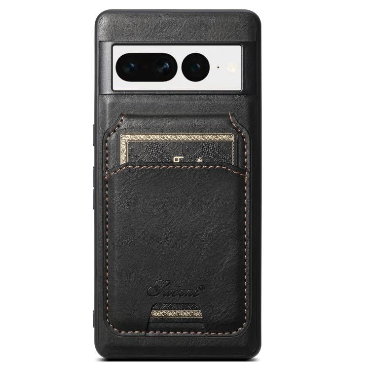 For Google Pixel 7 Suteni H15 Oil Eax Leather Detachable Wallet Back Phone Case(Black)