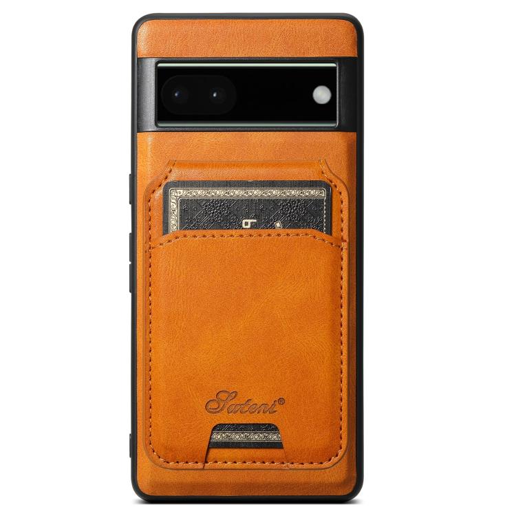 For Google Pixel 6 Pro Suteni H15 Oil Eax Leather Detachable Wallet Back Phone Case(Khaki)
