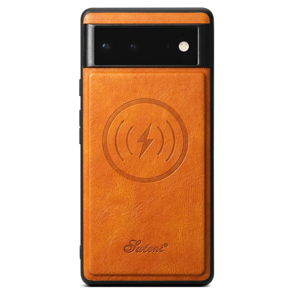 For Google Pixel 6 Pro Suteni H15 Oil Eax Leather Detachable Wallet Back Phone Case(Khaki)