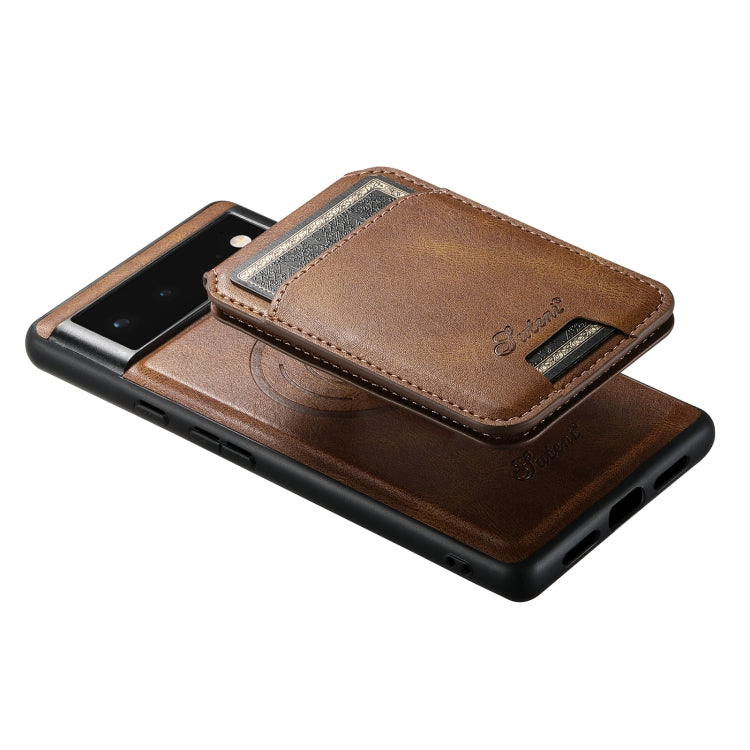 For Google Pixel 6 Pro Suteni H15 Oil Eax Leather Detachable Wallet Back Phone Case(Khaki)