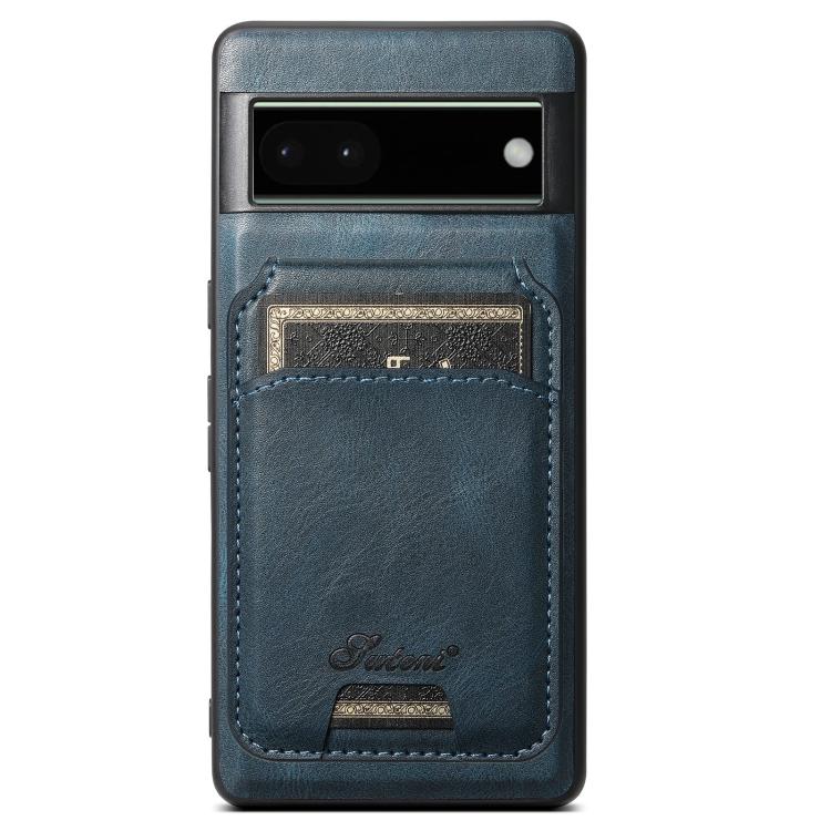 For Google Pixel 6 Pro Suteni H15 Oil Eax Leather Detachable Wallet Back Phone Case(Blue)