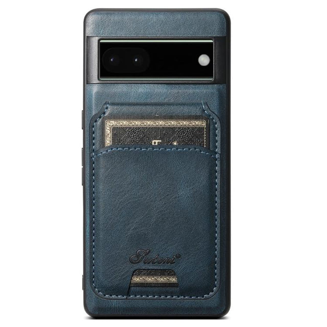 For Google Pixel 6 Pro Suteni H15 Oil Eax Leather Detachable Wallet Back Phone Case(Blue)