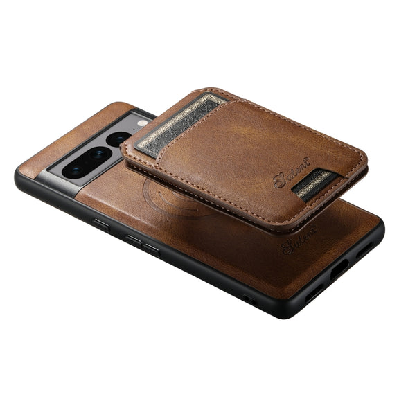 For Google Pixel 8a Suteni H15 Oil Eax Leather Detachable Wallet Back Phone Case(Black)