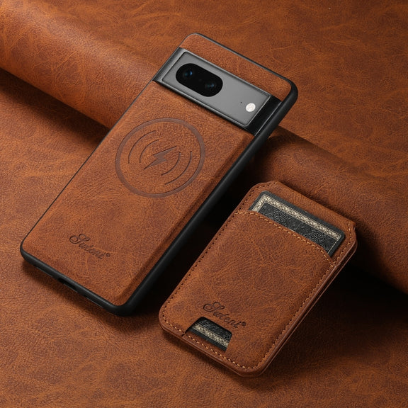 For Google Pixel 7 Suteni H16 Litchi Texture Leather Detachable Wallet Back Phone Case(Khaki)