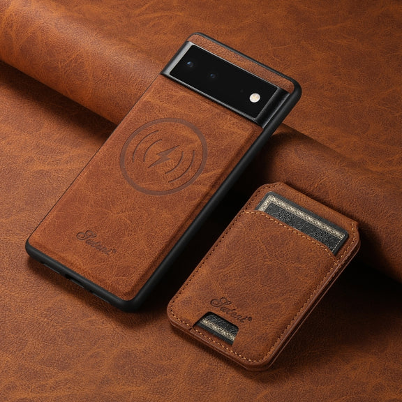 For Google Pixel 6a Suteni H16 Litchi Texture Leather Detachable Wallet Back Phone Case(Blue)