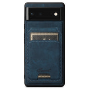 For Google Pixel 6a Suteni H16 Litchi Texture Leather Detachable Wallet Back Phone Case(Blue)