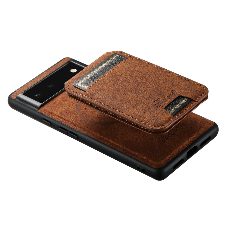For Google Pixel 6 Pro Suteni H16 Litchi Texture Leather Detachable Wallet Back Phone Case(Brown)