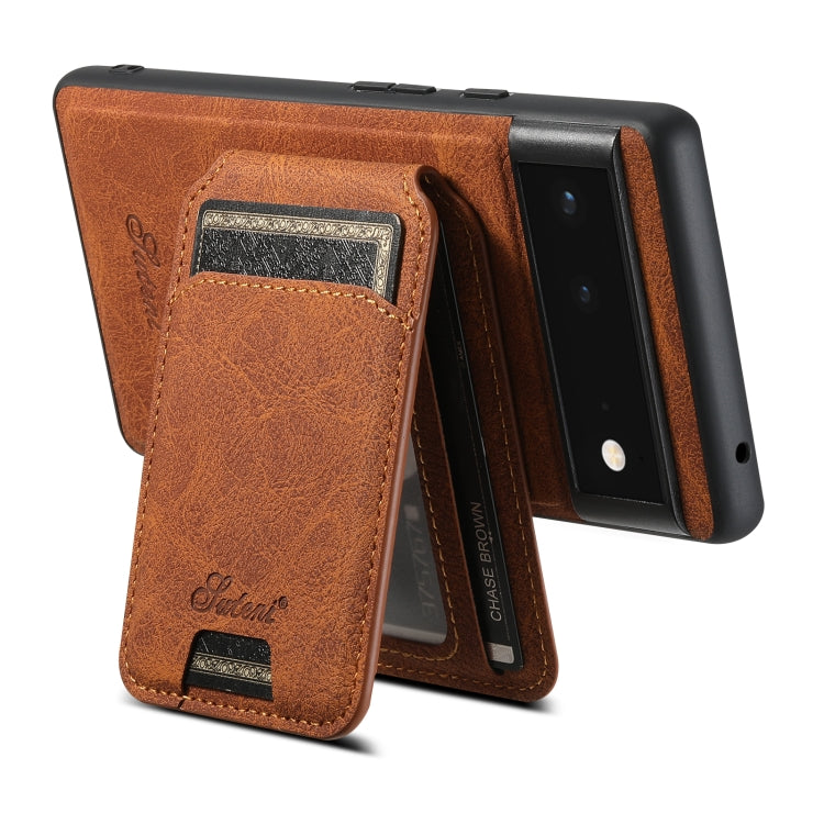 For Google Pixel 6 Pro Suteni H16 Litchi Texture Leather Detachable Wallet Back Phone Case(Blue)